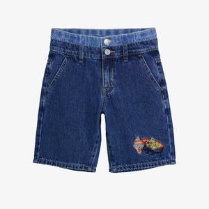 EMBROIDERED BERMUDA - Denim shorts - blue EMBROIDERED BERMUDA - Denim shorts - blue
