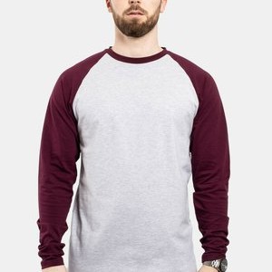 BASEBALL - Long sleeved top - ash grey maroon BASEBALL - Long sleeved top - ash grey maroon