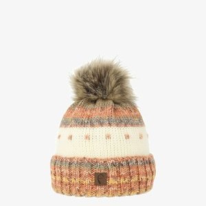 GESTREIFT MIT BOMMEL - Beanie - braun GESTREIFT MIT BOMMEL - Beanie - braun