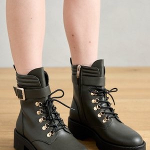 Platform ankle boots - moss