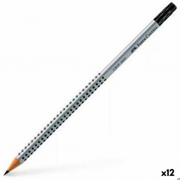 Карандаш с ластиком Faber-Castell Grip 2001 Экологично Серый B (12 штук)
