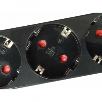 Блок электрических розеток, 4 позиции, без выключателя Equip 333281 Чёрный 1,1 m