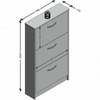 Тумба для обуви FMD Белый 58,5 x 104,5 x 17 cm