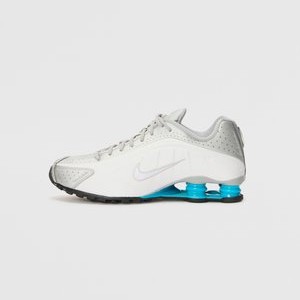 SHOX R4 UNISEX - Trainers - metallic silver-coloured/blue lagoon/white/black SHOX R4 UNISEX - Trainers - metallic silver-coloured/blue lagoon/white/black