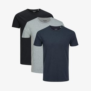 3ER PACK - Basic T-shirt - schwarz grau blau