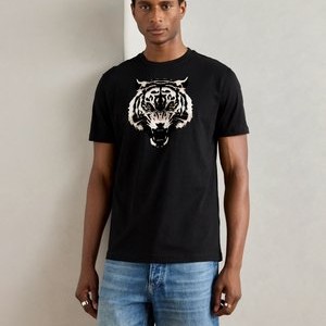 REGULAR FIT WITH MATT AND FLOCK - Print T-shirt - black REGULAR FIT WITH MATT AND FLOCK - Print T-shirt - black