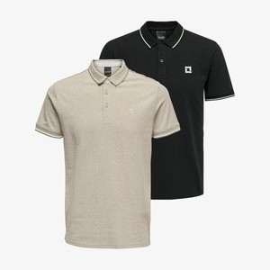 2ER PACK - Polo shirt - schwarz beige