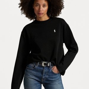 COTTON JERSEY LONG SLEEVE T-SHIRT - Long sleeved top - black COTTON JERSEY LONG SLEEVE T-SHIRT - Long sleeved top - black
