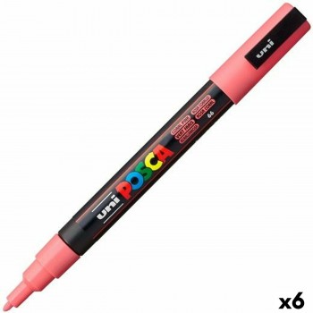 Маркер для акриловой краски POSCA PC-3M Коралл 0,9-1,3 mm (6 штук)
