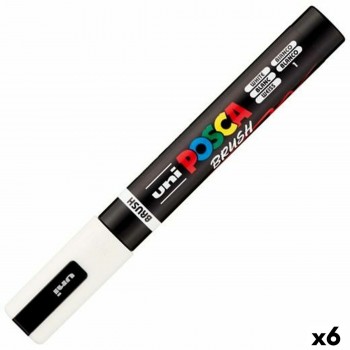 Маркер BRUSH POSCA PC-5BR Белый (6 штук)