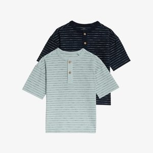 2 PACK STRIPE - Print T-shirt - navy mix 2 PACK STRIPE - Print T-shirt - navy mix