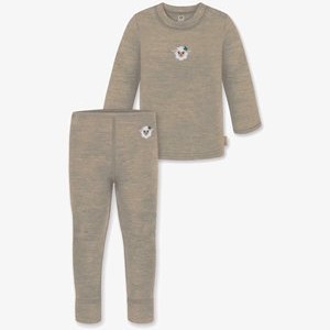 BABY WINTER MERINO UNTERWÄSCHE SET FEINSTRICK WOLLPULLOVER UND HOSE - Base layer - beige BABY WINTER MERINO UNTERWÄSCHE SET FEINSTRICK WOLLPULLOVER UND HOSE - Base layer - beige