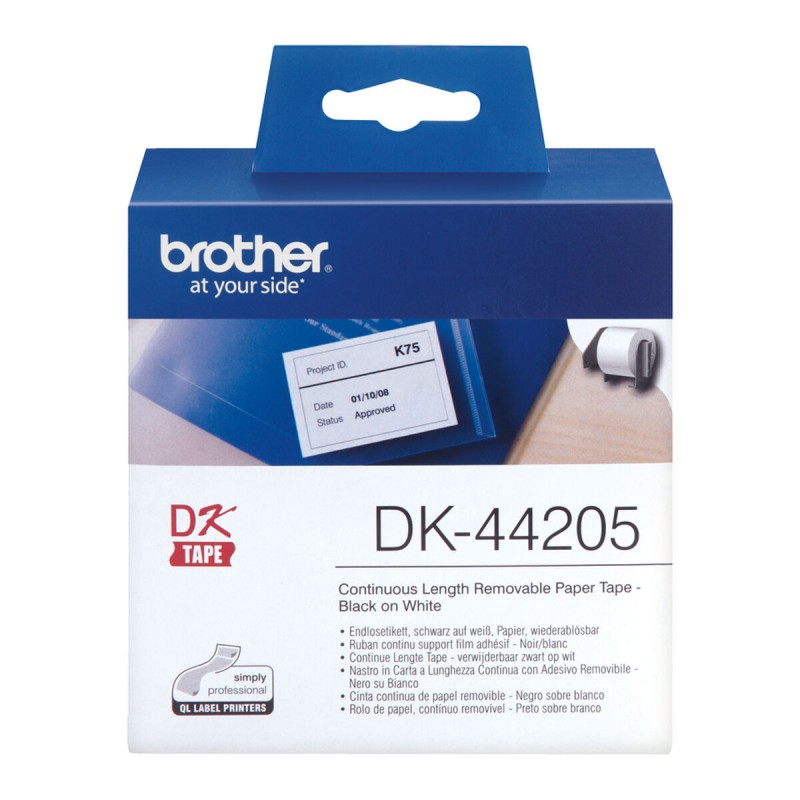 Этикетки для принтера Brother DK-44205 62 mm x 30,48 m Черный/Белый (3 штук)