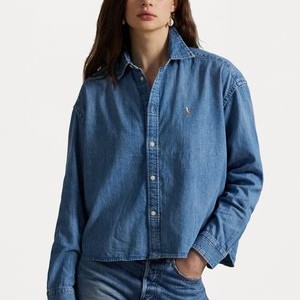CROPPED BOXY DENIM SHIRT - Button-down blouse - zaia wash CROPPED BOXY DENIM SHIRT - Button-down blouse - zaia wash