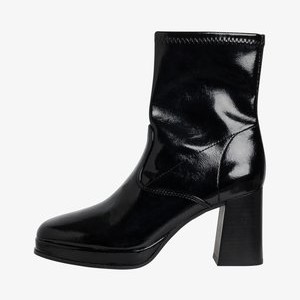 Platform ankle boots - black patent