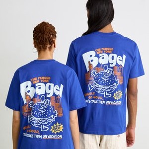NYC BAGEL UNISEX - Print T-shirt - blue NYC BAGEL UNISEX - Print T-shirt - blue
