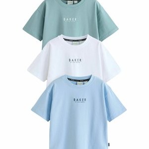 3 PACK - Basic T-shirt - blue green white 3 PACK - Basic T-shirt - blue green white