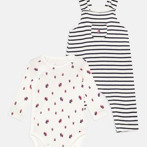 BABY ENSEMBLE SALOPETTE UNISEX SET - Dungarees - marshmallow/smoking BABY ENSEMBLE SALOPETTE UNISEX SET - Dungarees - marshmallow/smoking
