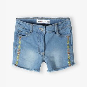 WITH EMBROIDERY - Denim shorts - blue denim WITH EMBROIDERY - Denim shorts - blue denim