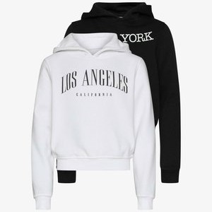 2 PACK LANGARM LOS ANGELES NEW YORK - Hoodie - black white 2 PACK LANGARM LOS ANGELES NEW YORK - Hoodie - black white