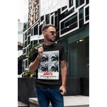 Футболка с коротким рукавом Jaws Don´t Go In The Water Чёрный Унисекс