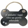 Подвесной декор Magnet & Steel Cuidado aquí vive un perro adorable Кость Доска Веревка