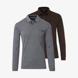 2ER PACK  - Polo shirt - braun/grau 2ER PACK  - Polo shirt - braun/grau