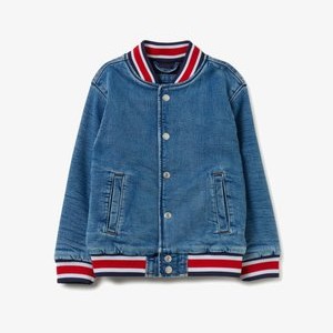 WITH STRIPED TRIMS - Bomber Jacket - medium wash WITH STRIPED TRIMS - Bomber Jacket - medium wash