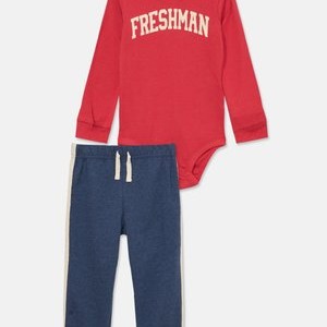 BODYSUIT PANT SET - Long sleeved top - dark-blue denim/red BODYSUIT PANT SET - Long sleeved top - dark-blue denim/red