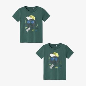 2ER-PACK RUNDHALS KURZARM BEQUEMES - Print T-shirt - grün