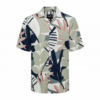 Рубашка Only & Sons Onsbertil Reg Visc Linen Casual С коротким рукавом