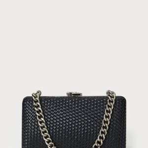 WOVEN LEATHER SMALL FRANKI CLUTCH - Clutch - black WOVEN LEATHER SMALL FRANKI CLUTCH - Clutch - black