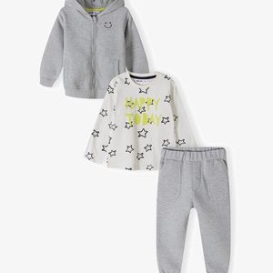 3 PCS SET - Zip-up sweatshirt - grey white