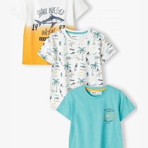 3 PACK SHORT SLEEVE - Basic T-shirt - white teal orange