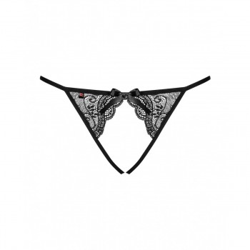 Трусики Obsessive Miamor crotchless panties L/XL Чёрный шнурок