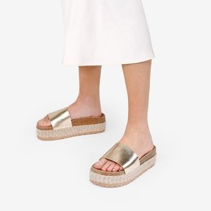 CON DE ESPARTO BICOLOR - Heeled mules - oro CON DE ESPARTO BICOLOR - Heeled mules - oro