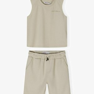 2 PCS SUMMER SET - Tracksuit bottoms - stone