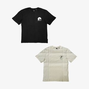 2ER PACK GESCHNITTEN RUNDHALS KURZARM - Print T-shirt - schwarz beige