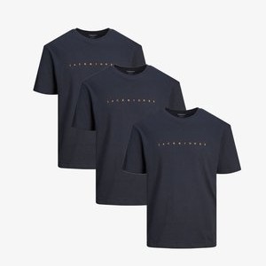 3ER PACK STAR JJ - Print T-shirt - dark navy