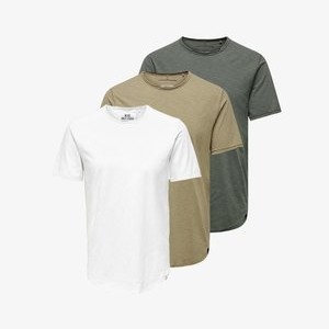 3ER PACK - Basic T-shirt - beige weiß grau