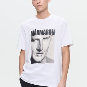 WW BOBBY MARMARON PRINT TEE - Basic T-shirt - bright white WW BOBBY MARMARON PRINT TEE - Basic T-shirt - bright white
