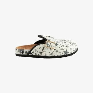 Mules - ecru cream tattoos print Mules - ecru cream tattoos print
