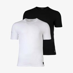 2ER PACK - ESSENTIAL LOGOLABEL RUNDHALS REGULAR FIT - Basic T-shirt - schwarz weiß 2ER PACK - ESSENTIAL LOGOLABEL RUNDHALS REGULAR FIT - Basic T-shirt - schwarz weiß