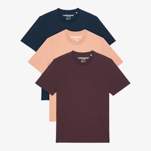 3ER MULTIPACK - Basic T-shirt - french navy fraiche peche red brown 3ER MULTIPACK - Basic T-shirt - french navy fraiche peche red brown