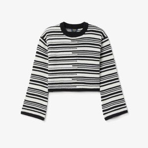 WITH STRIPED  - Jumper - white black WITH STRIPED  - Jumper - white black