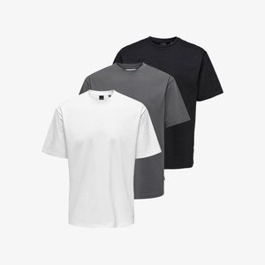 3ER PACK FRED - Basic T-shirt - schwarz/weiß/dunkelgrau