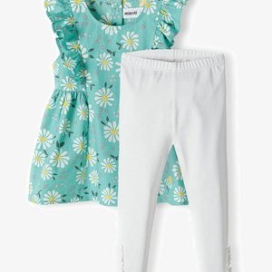 2 PCS SET - Leggings - Trousers - green/white