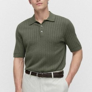 GILBERT KNITTED - Polo shirt - olive melange GILBERT KNITTED - Polo shirt - olive melange