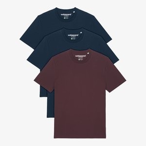3ER MULTIPACK - Basic T-shirt - french navy red brown 3ER MULTIPACK - Basic T-shirt - french navy red brown