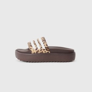 ADILETTE - Pool slides - shadow brown/white/magic beige ADILETTE - Pool slides - shadow brown/white/magic beige